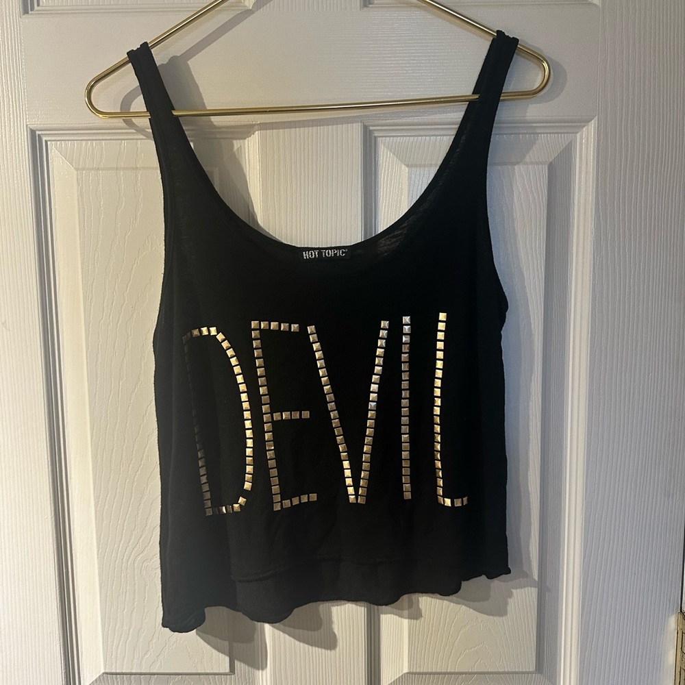 Women’s “DEVIL” crop top, size M, fits more like a Large (very loose fit)